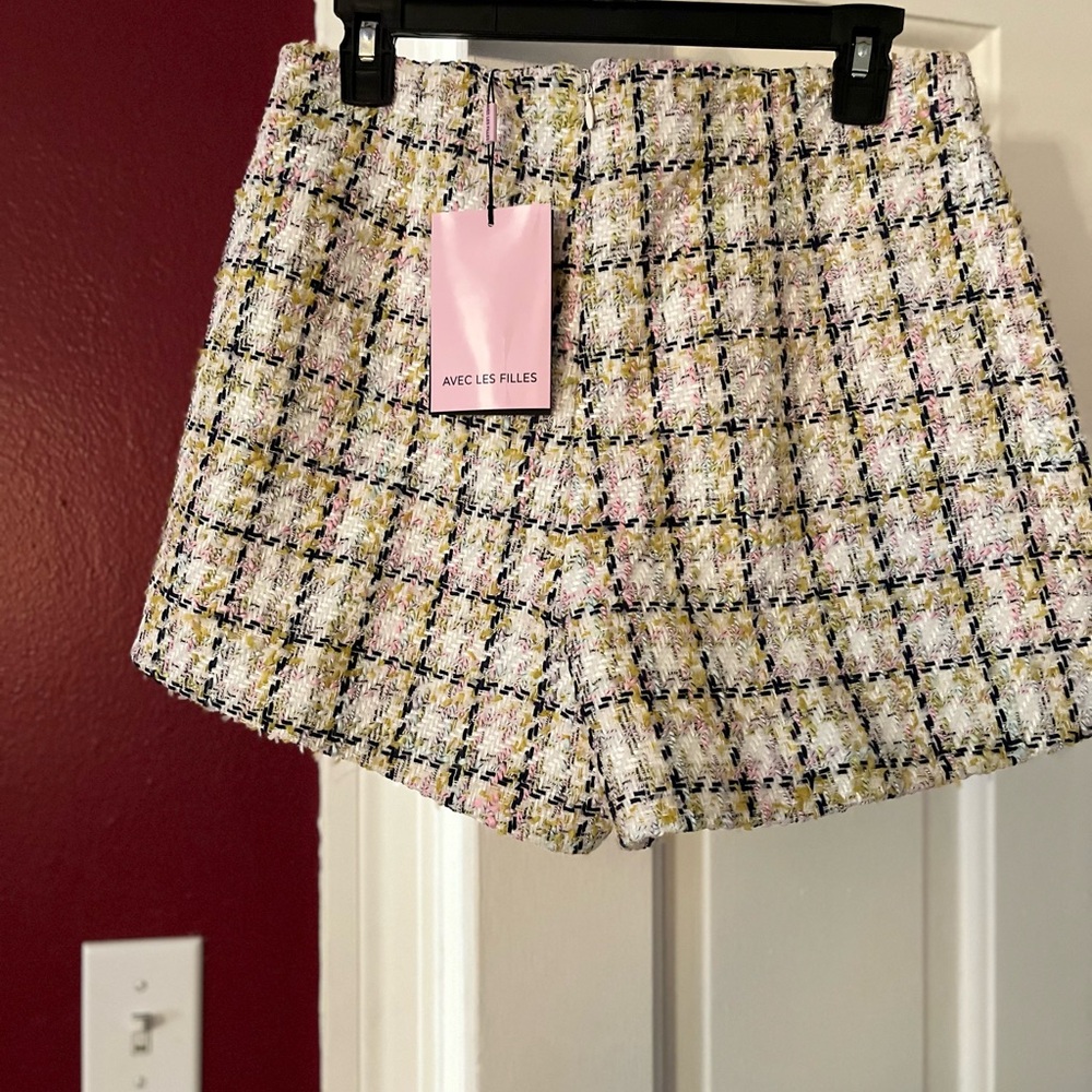 Avec Les Filles High Waist Pink and Yellow Shorts